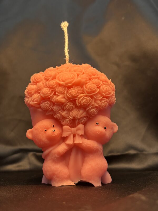 3D Teddy with Bouquet Candle | Pink Color | Rose Scented | Valentine & Anniversary Gift | 100% Soy Wax 110gm (Pack of 1)