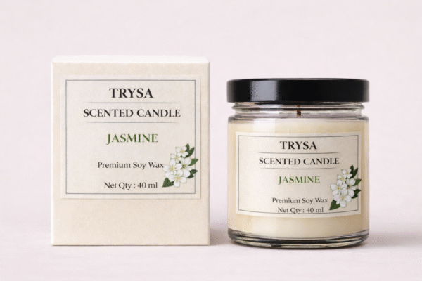 Jasmine Fragrance Handmade Jar Candle – Relaxing Decorative Candle Trysa Candle