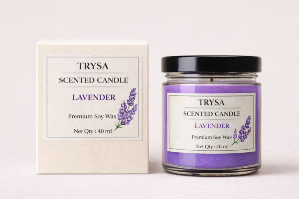 Lavender Fragrance Handmade Jar Candle – Decorative & Aromatherapy Candle trysa candle