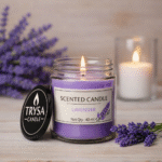 Lavender Fragrance Handmade Jar Candle – Decorative & Aromatherapy Candle trysa candle