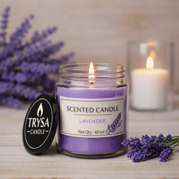 Lavender Fragrance Handmade Jar Candle – Decorative & Aromatherapy Candle trysa candle