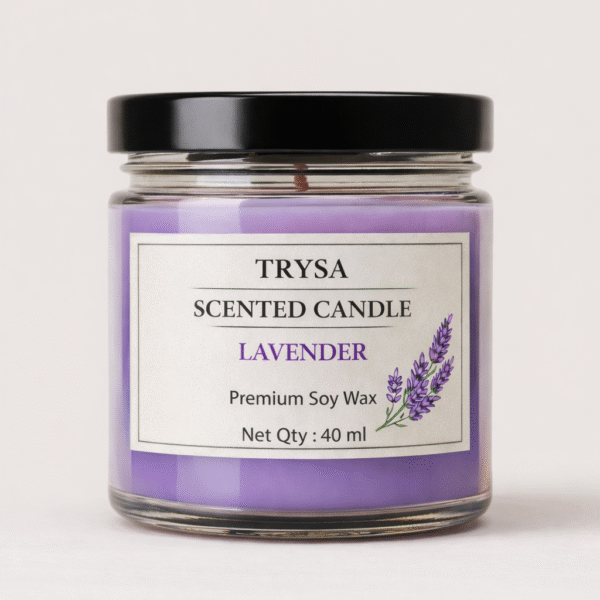 Lavender Fragrance Handmade Jar Candle – Decorative & Aromatherapy Candle trysa candle