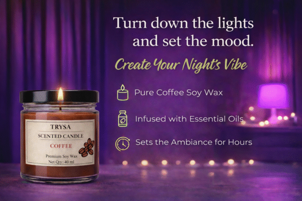 Premium Coffee Scented Jar Candle – Handmade Aromatherapy Decorative Candle Trysa candle