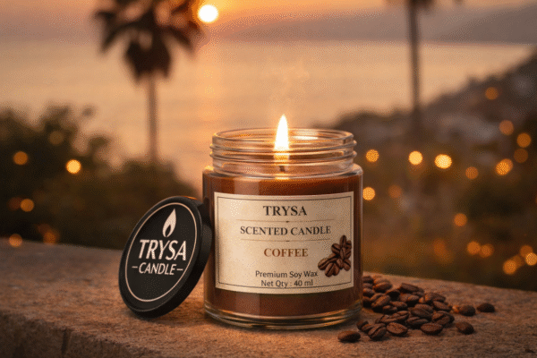 Premium Coffee Scented Jar Candle – Handmade Aromatherapy Decorative Candle Trysa candle