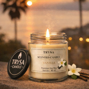 Premium Handmade Vanilla Jar Candle – Soothing Fragrance Decorative Candle Trysa Candle