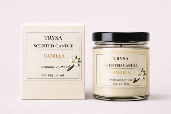 Premium Handmade Vanilla Jar Candle – Soothing Fragrance Decorative Candle Trysa Candle