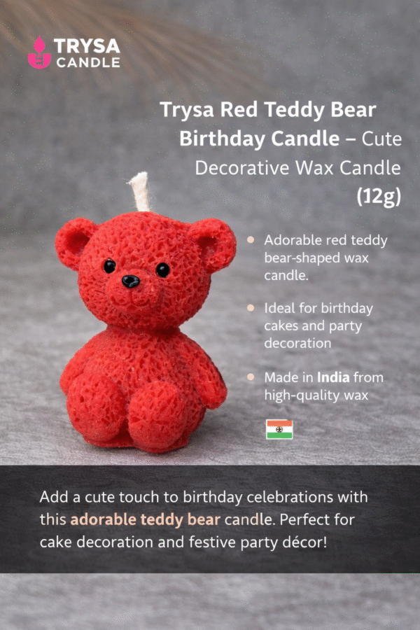 Red Teddy Bear Birthday Candle Cute Decorative Cake Candle Trysa Candles2