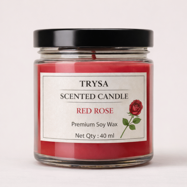 Rose Scented Handmade Jar Candle (149g) – Aromatherapy Decorative Candle for Home trysa candle (2)
