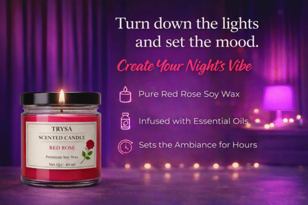Rose Scented Handmade Jar Candle (149g) – Aromatherapy Decorative Candle for Home trysa candle (2)