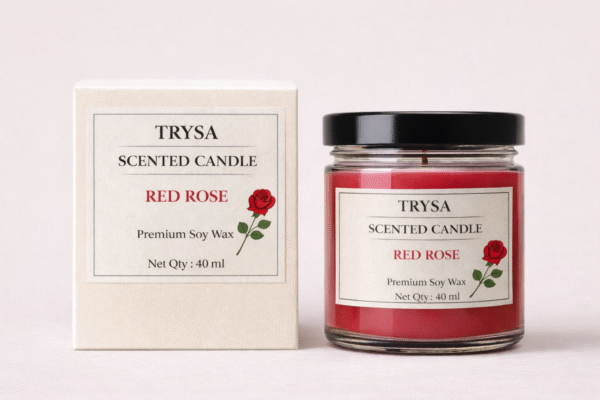 Rose Scented Handmade Jar Candle (149g) – Aromatherapy Decorative Candle for Home trysa candle (2)