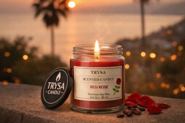 Rose Scented Handmade Jar Candle (149g) – Aromatherapy Decorative Candle for Home trysa candle (2)