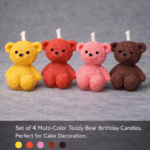 Yellow Red Pink Drak Brown Teddy Bear Birthday Candle Cute Decorative Cake Candle Trysa Candles