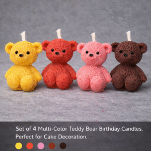 Yellow Red Pink Drak Brown Teddy Bear Birthday Candle Cute Decorative Cake Candle Trysa Candles